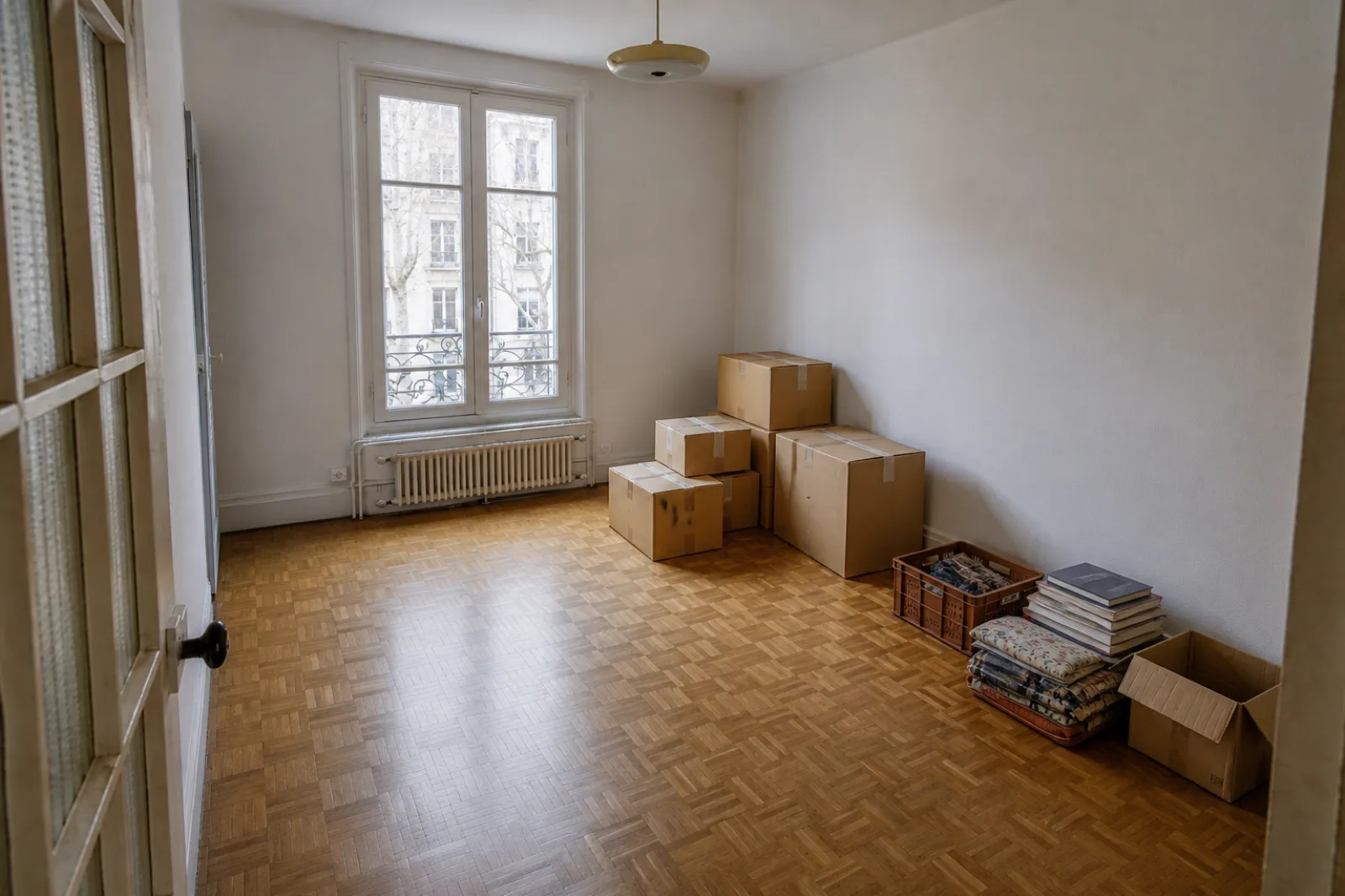 Séjour parisien débarrassé et balayé — en cours — Débarras à Paris