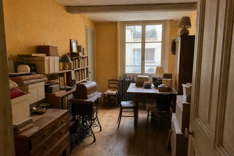 Pièce sous poutres entièrement dégagée — avant — Débarras bureaux, Débarras à Paris