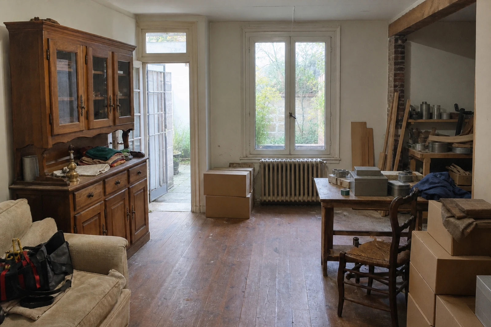 Pavillon ouvrier à Saint-Denis : maison et remise à libérer — avant débarras