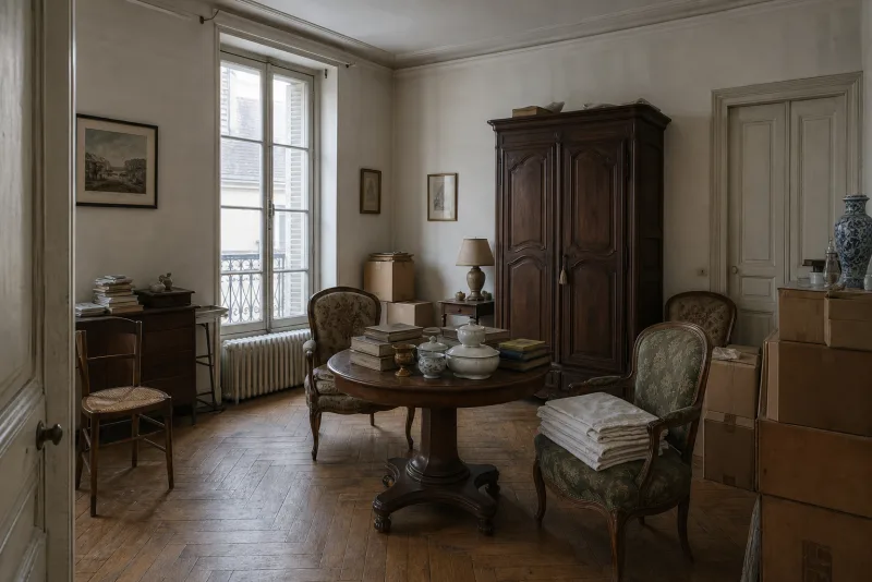 Avant débarras — Salon bourgeois débarrassé de son mobilier